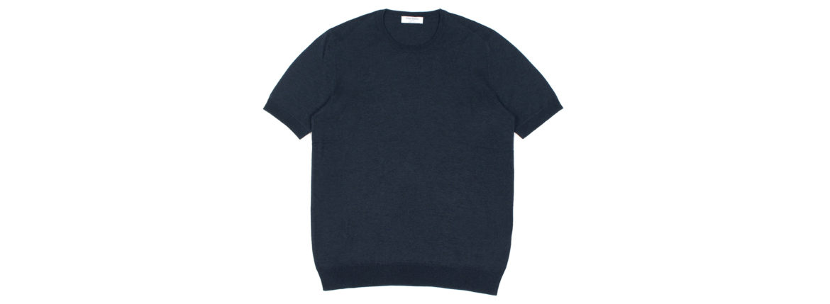Gran Sasso (グランサッソ) Silk Knit T-shirt (シルクニット Tシャツ) SETA (シルク 100%) ショートスリーブ シルク ニット Tシャツ NAVY (ネイビー・597) made in italy (イタリア製) 2020 春夏新作  【入荷しました】【フリー分発売開始】のイメージ