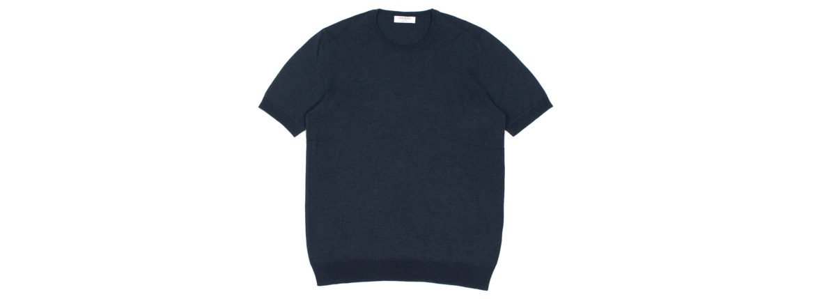 Gran Sasso (グランサッソ) Silk Knit T-shirt (シルクニット Tシャツ) SETA (シルク 100%) ショートスリーブ シルク ニット Tシャツ NAVY (ネイビー・597) made in italy (イタリア製) 2020 春夏新作 gransasso 愛知 名古屋 altoediritto アルトエデリット