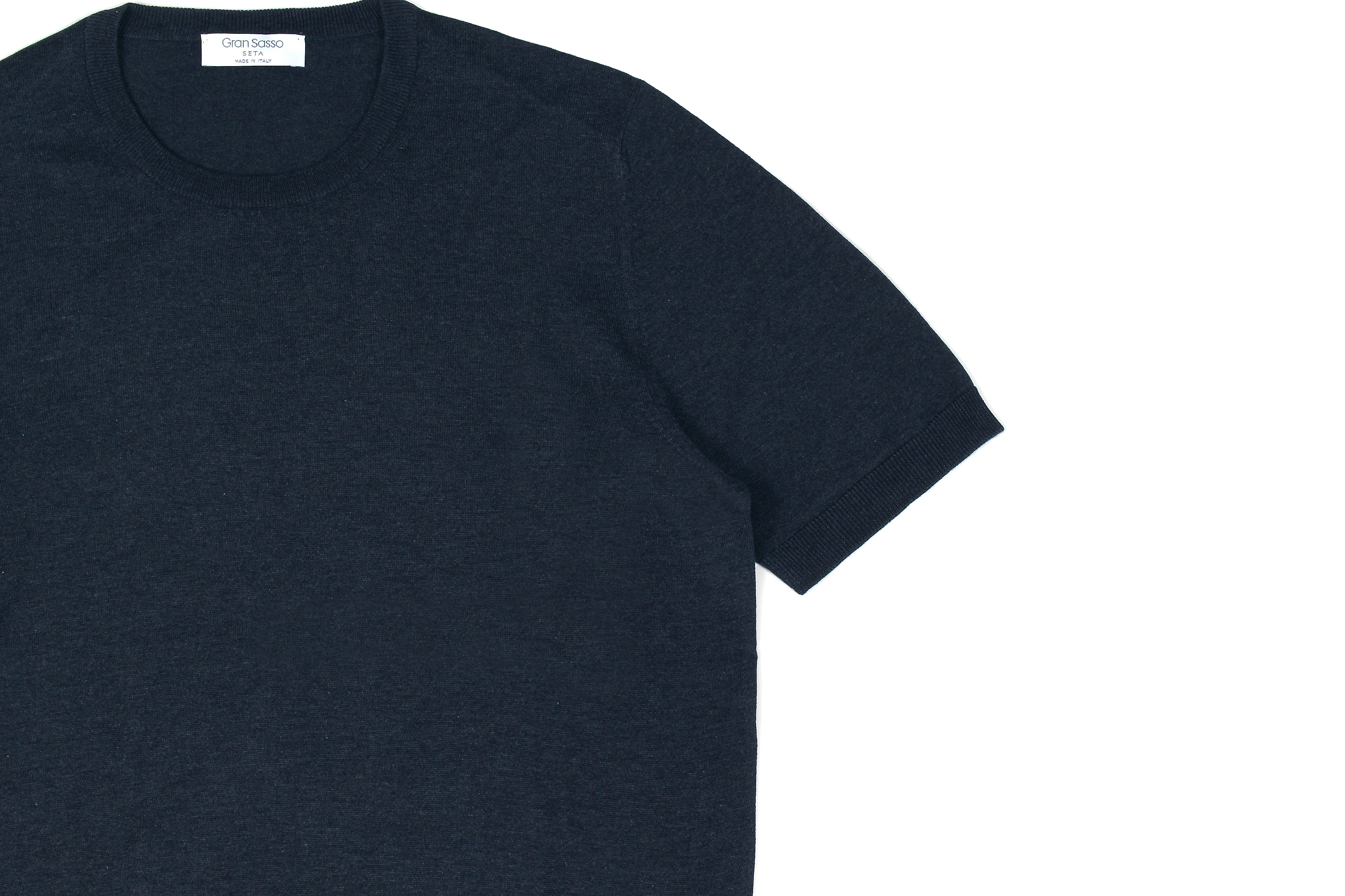 Gran Sasso (グランサッソ) Silk Knit T-shirt (シルクニット Tシャツ) SETA (シルク 100%) ショートスリーブ シルク ニット Tシャツ NAVY (ネイビー・597) made in italy (イタリア製) 2020 春夏新作 gransasso 愛知 名古屋 altoediritto アルトエデリット