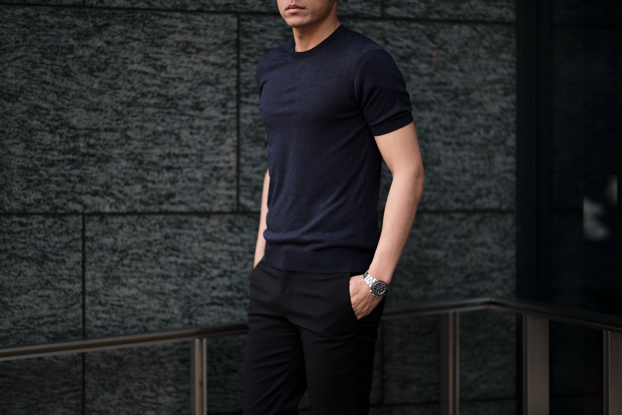 Gran Sasso (グランサッソ) Silk Knit T-shirt (シルクニット Tシャツ) SETA (シルク 100%) ショートスリーブ シルク ニット Tシャツ NAVY (ネイビー・597) made in italy (イタリア製) 2020 春夏新作  gransasso 愛知 名古屋 altoediritto アルトエデリット