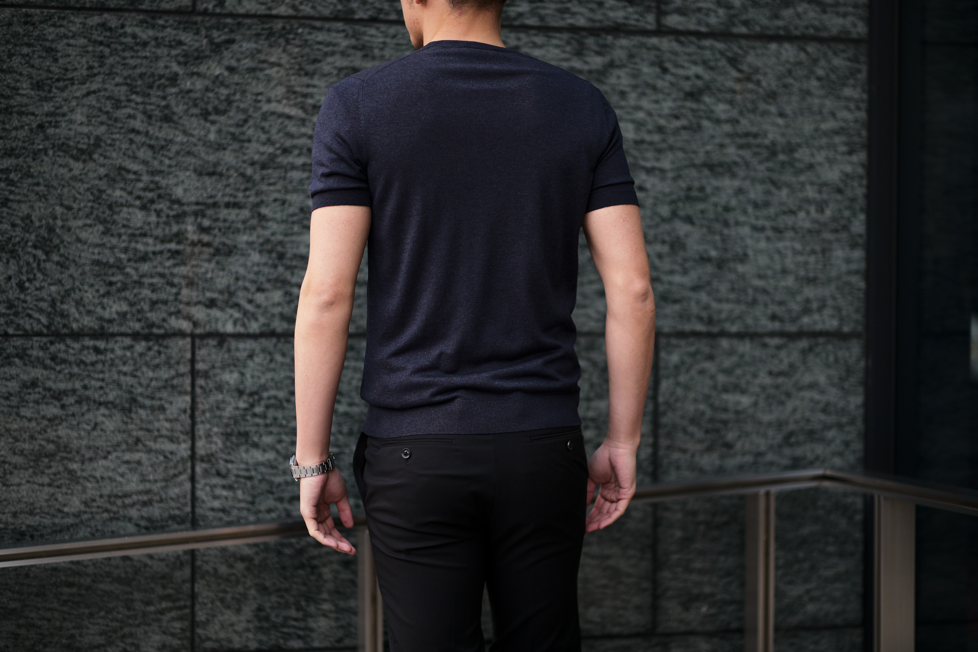 Gran Sasso (グランサッソ) Silk Knit T-shirt (シルクニット Tシャツ) SETA (シルク 100%) ショートスリーブ シルク ニット Tシャツ NAVY (ネイビー・597) made in italy (イタリア製) 2020 春夏新作  gransasso 愛知 名古屋 altoediritto アルトエデリット