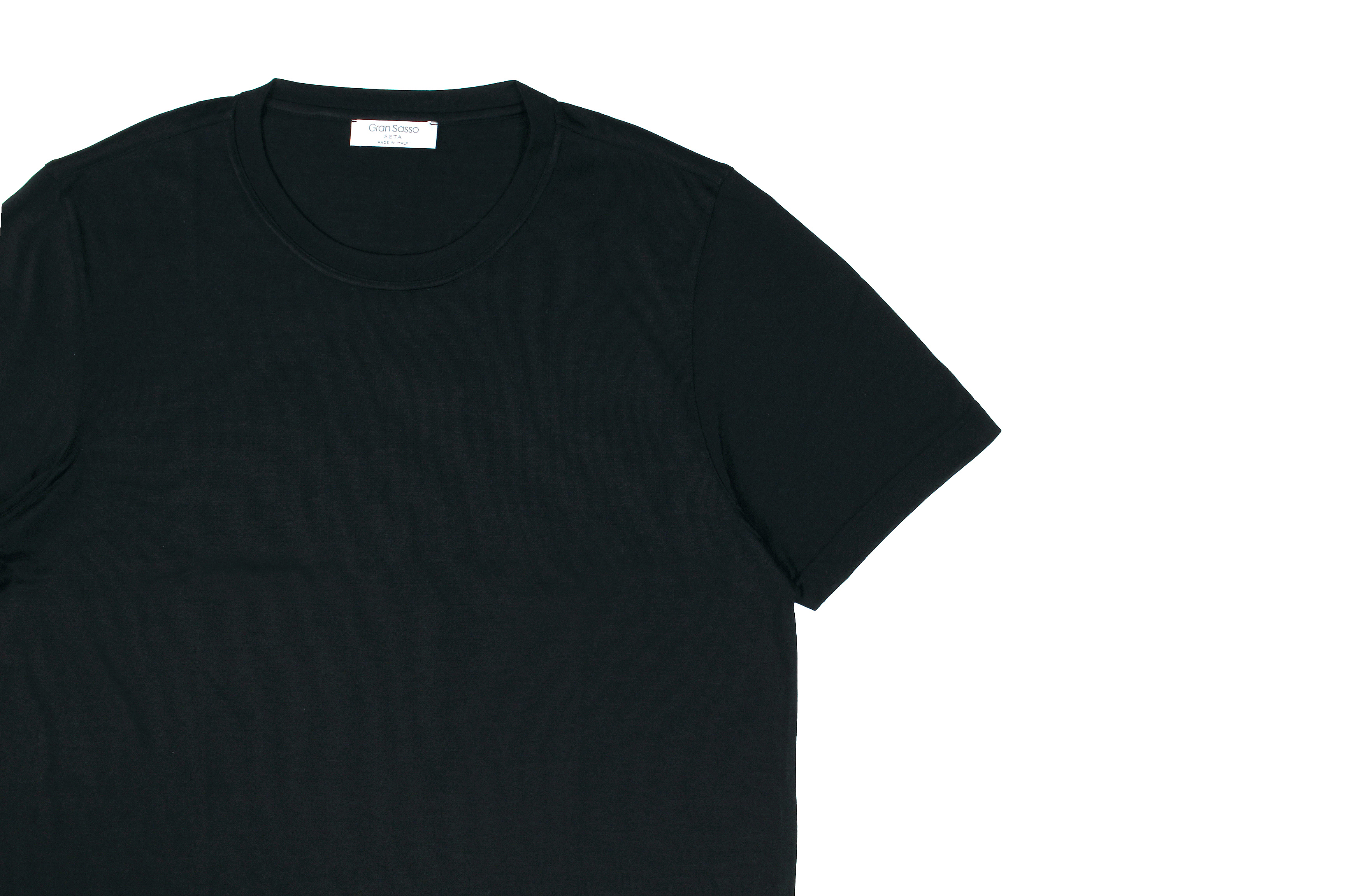 Gran Sasso (グランサッソ) Silk T-shirt (シルク Tシャツ) SETA (シルク 100%) ショートスリーブ シルク Tシャツ BLACK (ブラック・303) made in italy (イタリア製) 2020 春夏新作 愛知 名古屋 altoediritto アルトエデリット