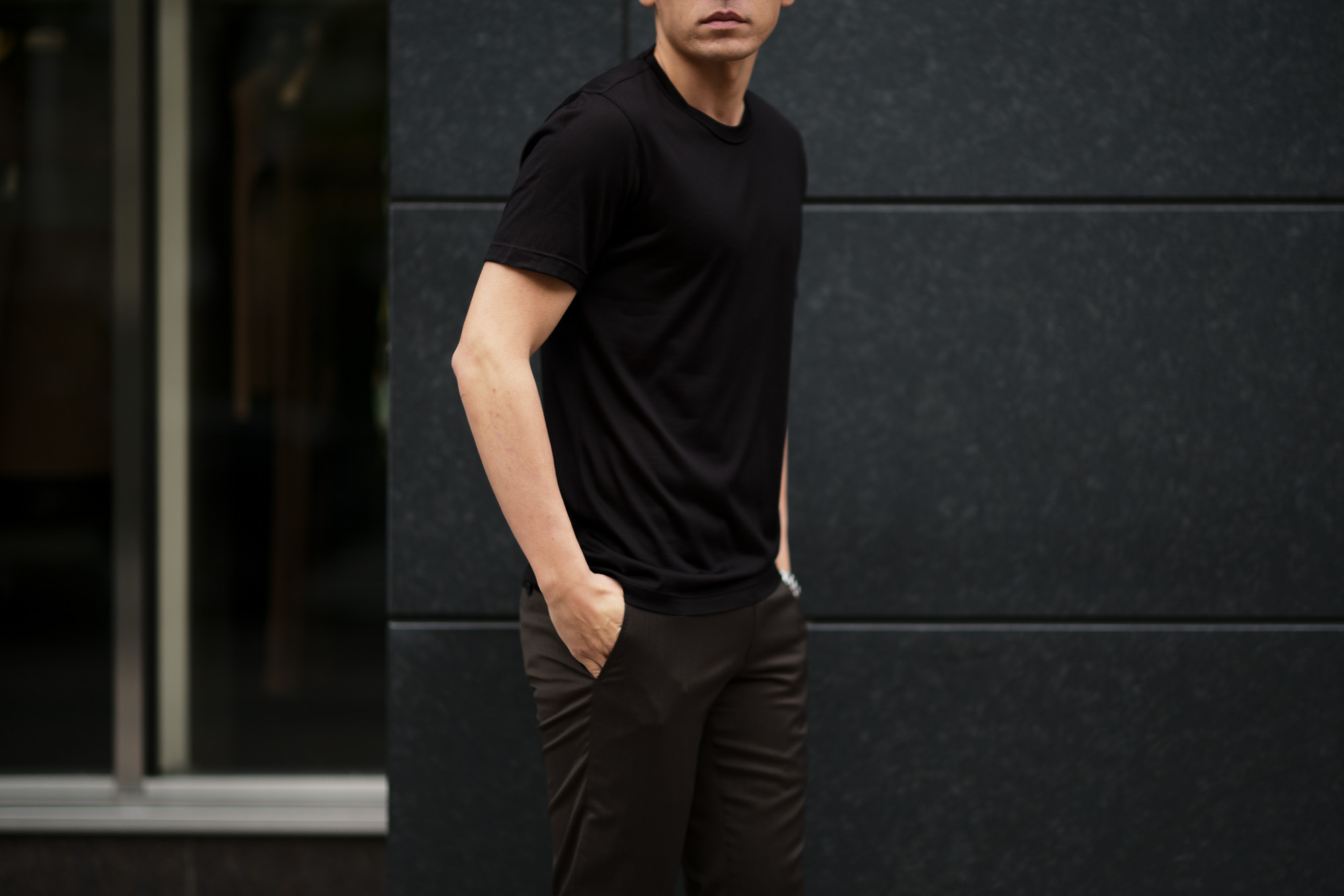 Gran Sasso (グランサッソ) Silk T-shirt (シルク Tシャツ) SETA (シルク 100%) ショートスリーブ シルク Tシャツ BLACK (ブラック・303) made in italy (イタリア製) 2020 春夏新作    愛知 名古屋 altoediritto アルトエデリット