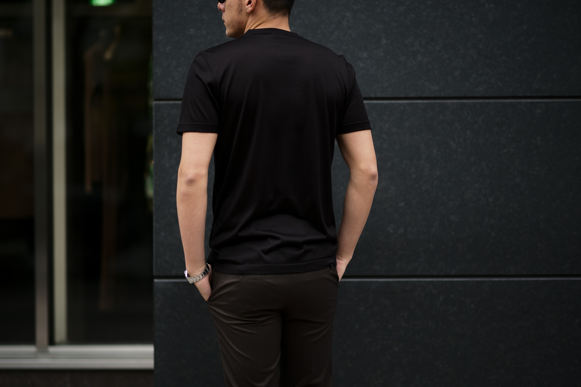 Gran Sasso (グランサッソ) Silk T-shirt (シルク Tシャツ) SETA (シルク 100%) ショートスリーブ シルク Tシャツ BLACK (ブラック・303) made in italy (イタリア製) 2020 春夏新作    愛知 名古屋 altoediritto アルトエデリット