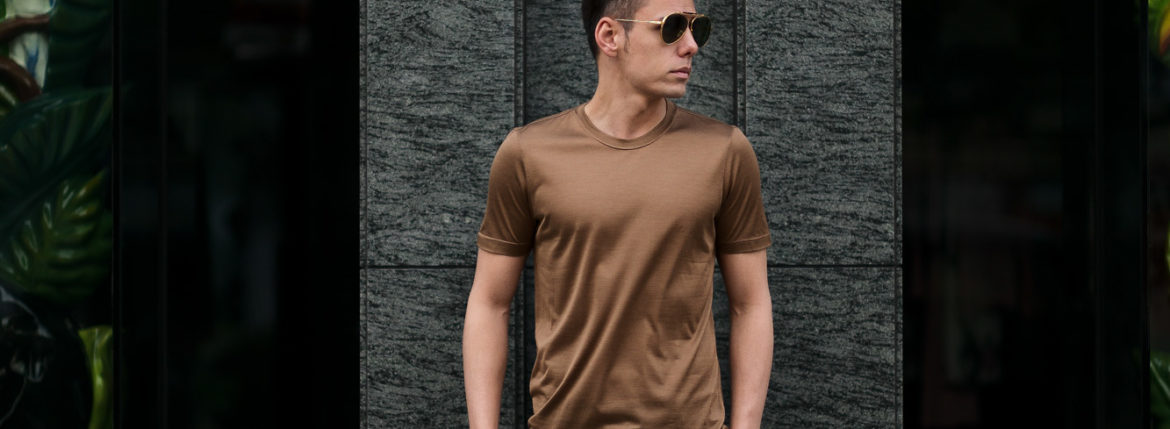 Gran Sasso (グランサッソ) Silk T-shirt (シルク Tシャツ) SETA (シルク 100%) ショートスリーブ シルク Tシャツ GOLD (ゴールド・160) made in italy (イタリア製) 2020 春夏新作 愛知 名古屋 altoediritto アルトエデリット