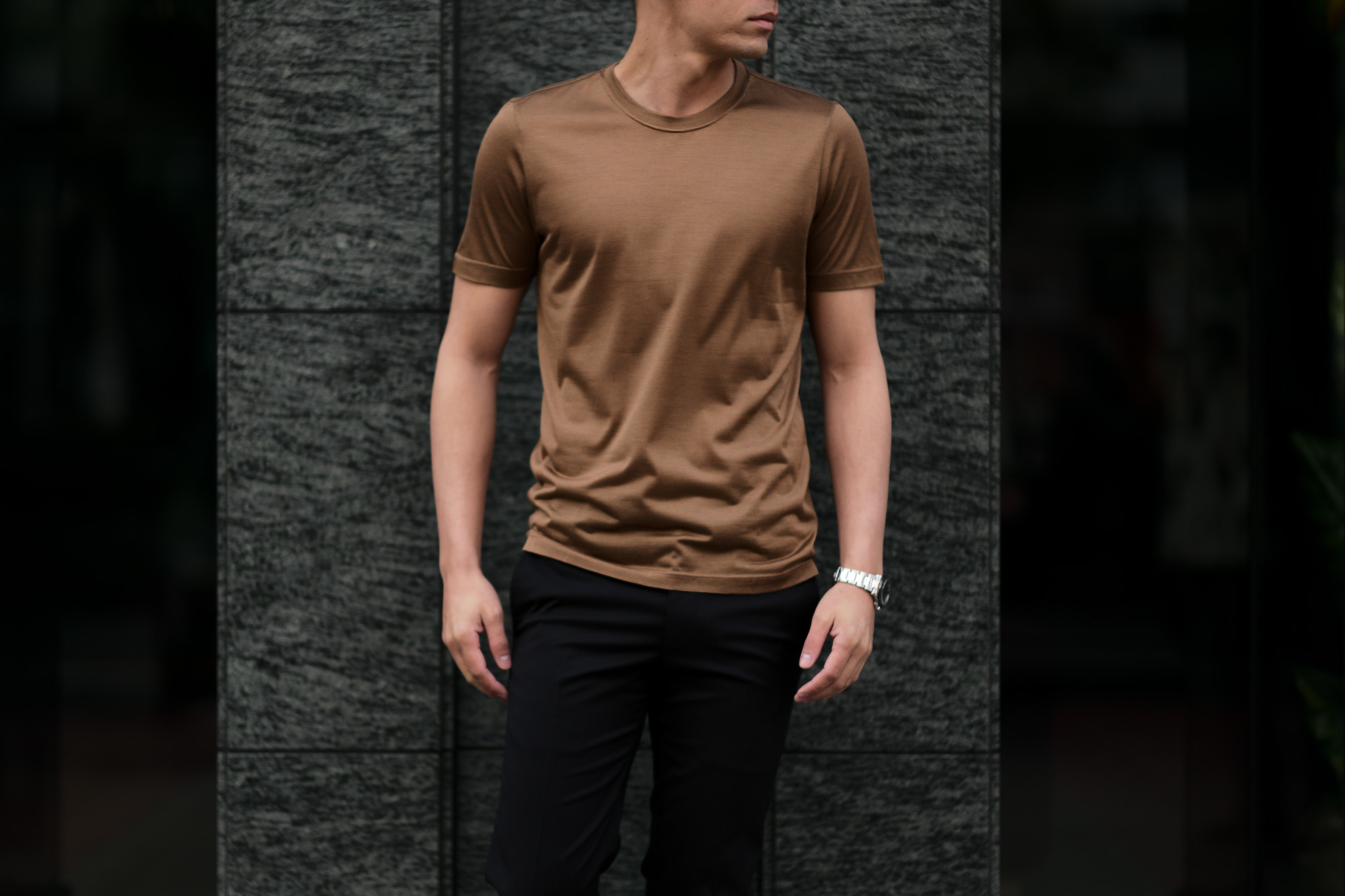 Gran Sasso (グランサッソ) Silk T-shirt (シルク Tシャツ) SETA (シルク 100%) ショートスリーブ シルク Tシャツ GOLD (ゴールド・160) made in italy (イタリア製) 2020 春夏新作  愛知 名古屋 altoediritto アルトエデリット