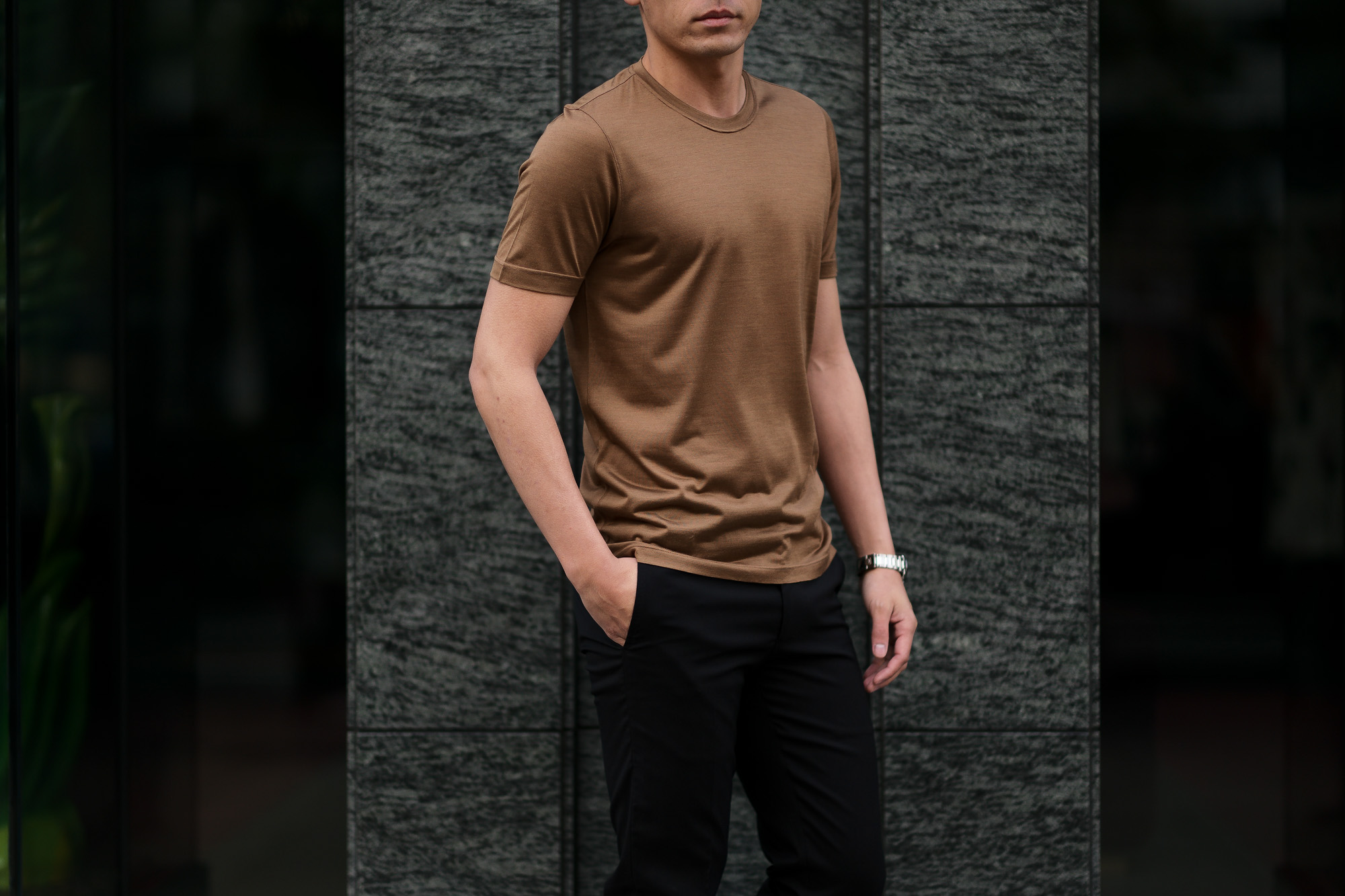 Gran Sasso (グランサッソ) Silk T-shirt (シルク Tシャツ) SETA (シルク 100%) ショートスリーブ シルク Tシャツ GOLD (ゴールド・160) made in italy (イタリア製) 2020 春夏新作  愛知 名古屋 altoediritto アルトエデリット