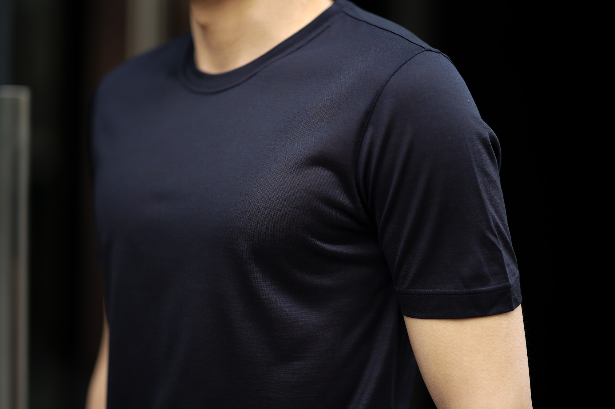 Gran Sasso (グランサッソ) Silk T-shirt (シルク Tシャツ) SETA (シルク 100%) ショートスリーブ シルク Tシャツ NAVY (ネイビー・308) made in italy (イタリア製) 2020 春夏新作   愛知 名古屋 altoediritto アルトエデリット