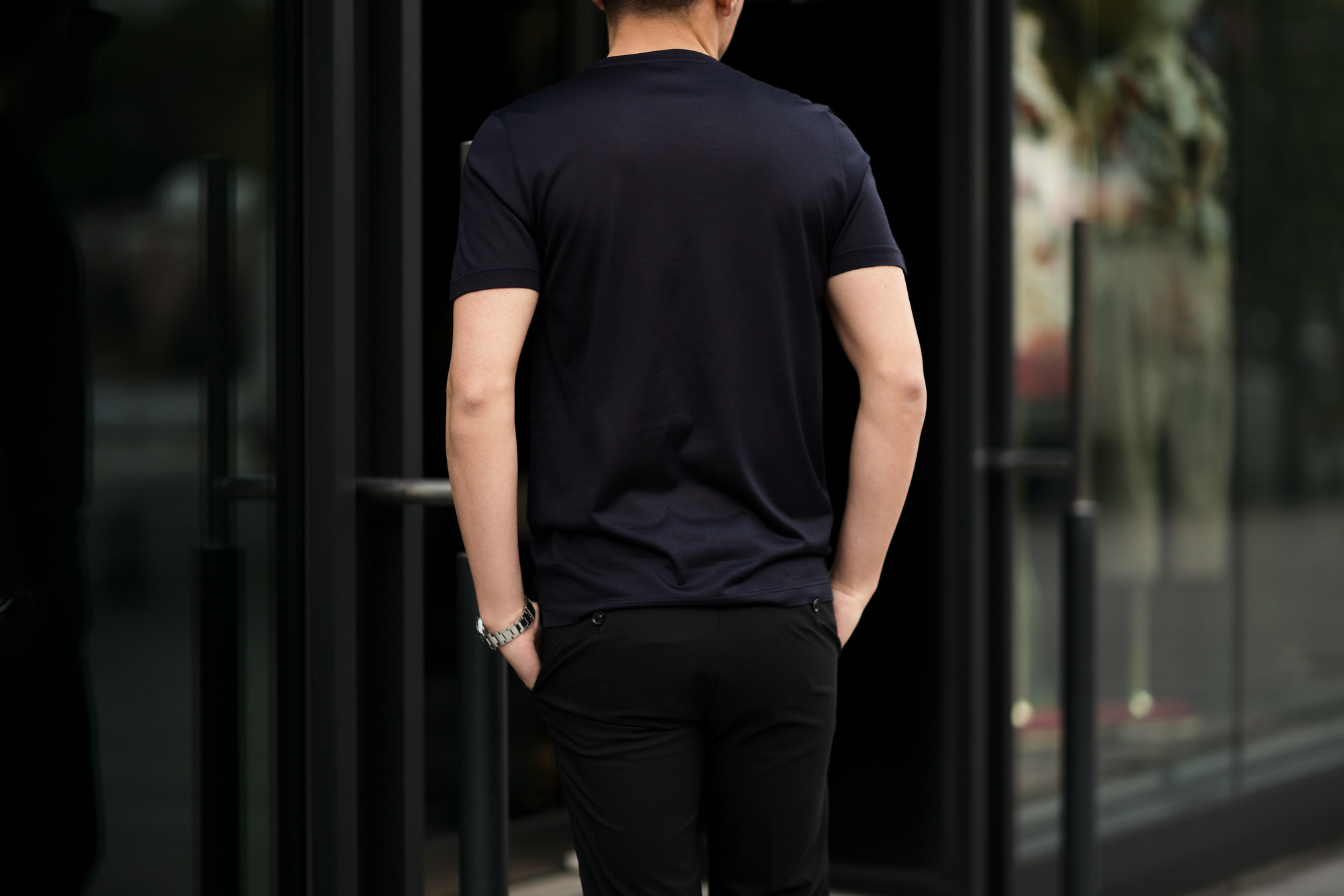 Gran Sasso (グランサッソ) Silk T-shirt (シルク Tシャツ) SETA (シルク 100%) ショートスリーブ シルク Tシャツ NAVY (ネイビー・308) made in italy (イタリア製) 2020 春夏新作   愛知 名古屋 altoediritto アルトエデリット