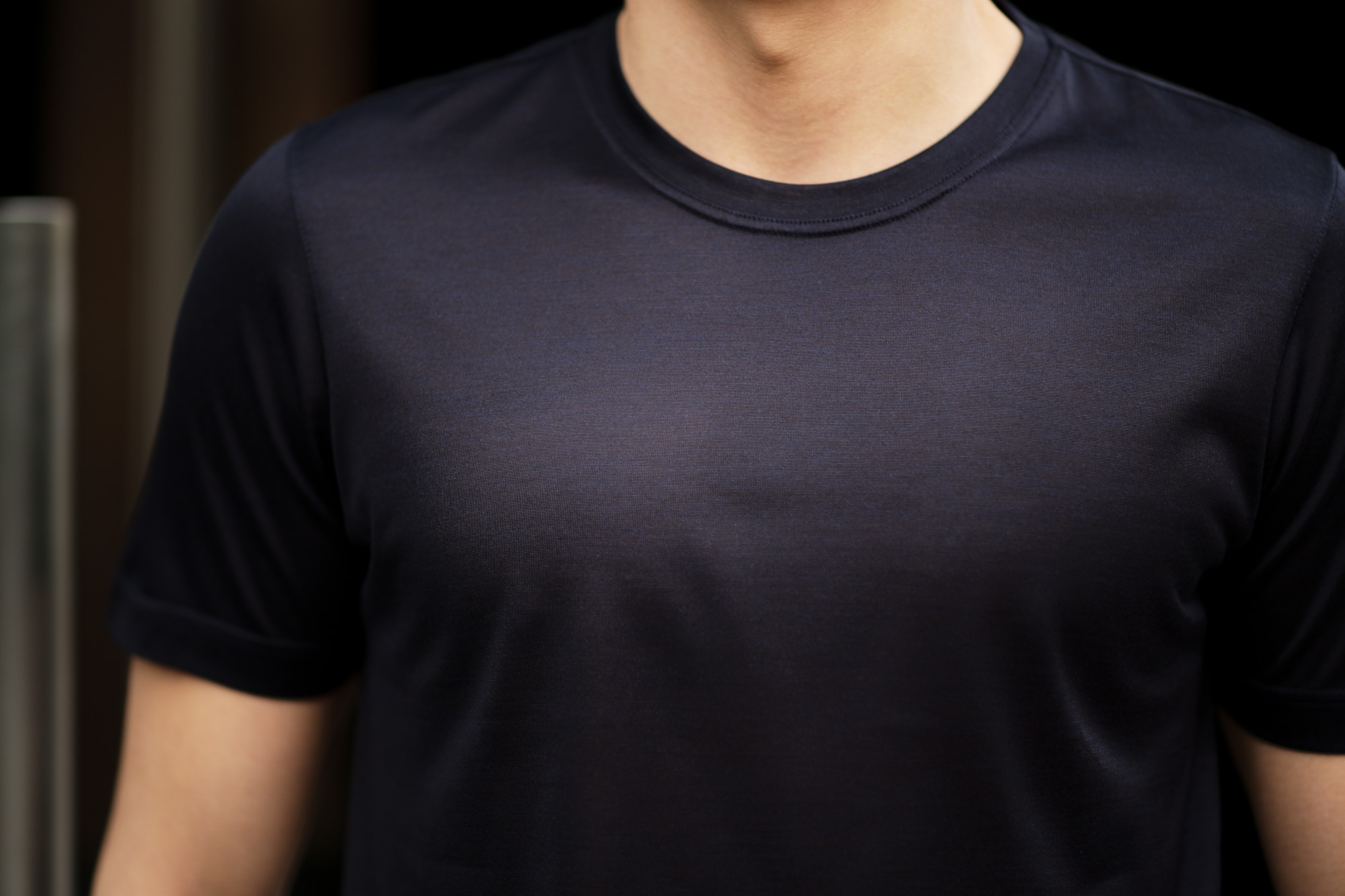 Gran Sasso (グランサッソ) Silk T-shirt (シルク Tシャツ) SETA (シルク 100%) ショートスリーブ シルク Tシャツ NAVY (ネイビー・308) made in italy (イタリア製) 2020 春夏新作   愛知 名古屋 altoediritto アルトエデリット