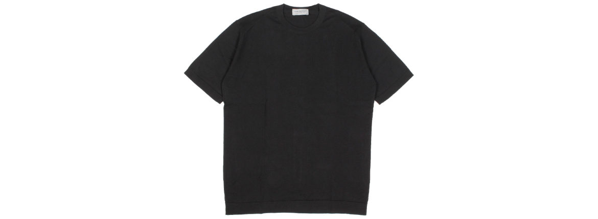 JOHN SMEDLEY(ジョンスメドレー) LORCA (ロルカ) SEA ISLAND COTTON (シーアイランドコットン) コットンニット Tシャツ BLACK (ブラック) Made in England (イギリス製) 2020 春夏新作 【入荷しました】【フリー分発売開始】のイメージ