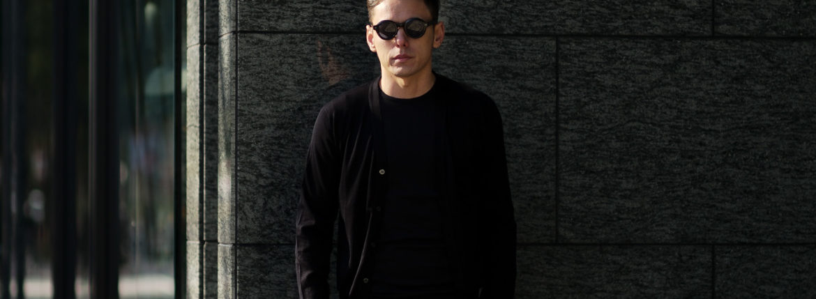 JOHN SMEDLEY(ジョンスメドレー) MODENA (モデナ) SEA ISLAND COTTON (シーアイランドコットン) コットンニット Vネック カーディガン BLACK (ブラック) Made in England (イギリス製) 2020 春夏新作 altoediritto アルトエデリット 愛知 名古屋