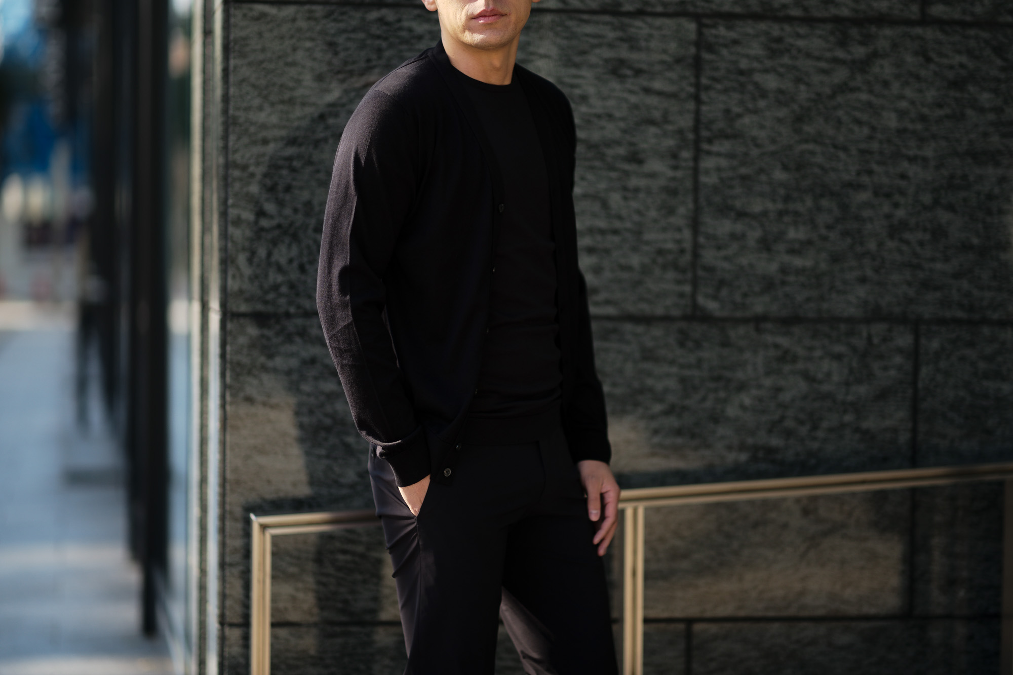 JOHN SMEDLEY(ジョンスメドレー) MODENA (モデナ) SEA ISLAND COTTON (シーアイランドコットン) コットンニット Vネック カーディガン BLACK (ブラック) Made in England (イギリス製) 2020 春夏新作 altoediritto アルトエデリット 愛知 名古屋