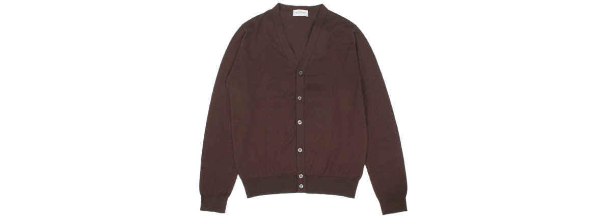 JOHN SMEDLEY(ジョンスメドレー) MODENA (モデナ) SEA ISLAND COTTON (シーアイランドコットン) コットンニット Vネック カーディガン COFFEE BEAN (コーヒービーン) Made in England (イギリス製) 2020 春夏新作 altoediritto アルトエデリット 愛知 名古屋