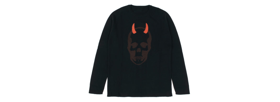 lucien pellat-finet(ルシアン ペラフィネ) Horn Skull Cashmere Sweater (ホーン スカル カシミア セーター) インターシャ カシミア スカル セーター BLACK × BROWN (ブラック × ブラウン) made in scotland (スコットランド製) 2020 春夏新作 愛知 名古屋 altoediritto アルトエデリット