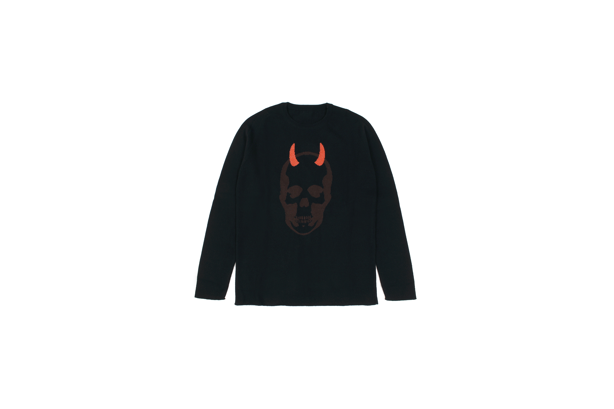 lucien pellat-finet(ルシアン ペラフィネ) Horn Skull Cashmere Sweater (ホーン スカル カシミア セーター) インターシャ カシミア スカル セーター BLACK × BROWN (ブラック × ブラウン) made in scotland (スコットランド製) 2020 春夏新作 愛知 名古屋 altoediritto アルトエデリット