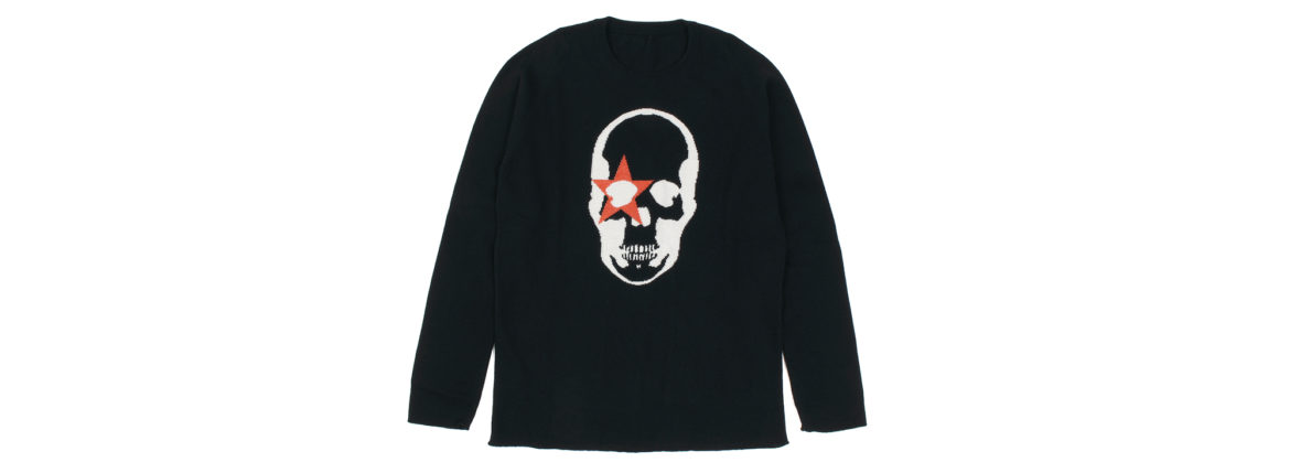 lucien pellat-finet(ルシアン ペラフィネ) KISS Skull Cashmere Sweater (キッス スカル カシミア セーター) インターシャ カシミア スカル セーター BLACK × NIVEOUS (ブラック × ホワイト) made in scotland (スコットランド製) 2020 春夏新作 愛知 名古屋 altoediritto アルトエデリット