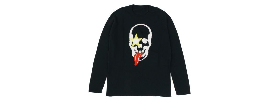 lucien pellat-finet(ルシアン ペラフィネ) KISS Skull Tongue Cashmere Sweater (キッス スカル タン カシミア セーター) インターシャ カシミア スカル セーター BLACK × NIVEOUS (ブラック × ホワイト) made in scotland (スコットランド製) 2020 春夏新作 愛知 名古屋 altoediritto アルトエデリット