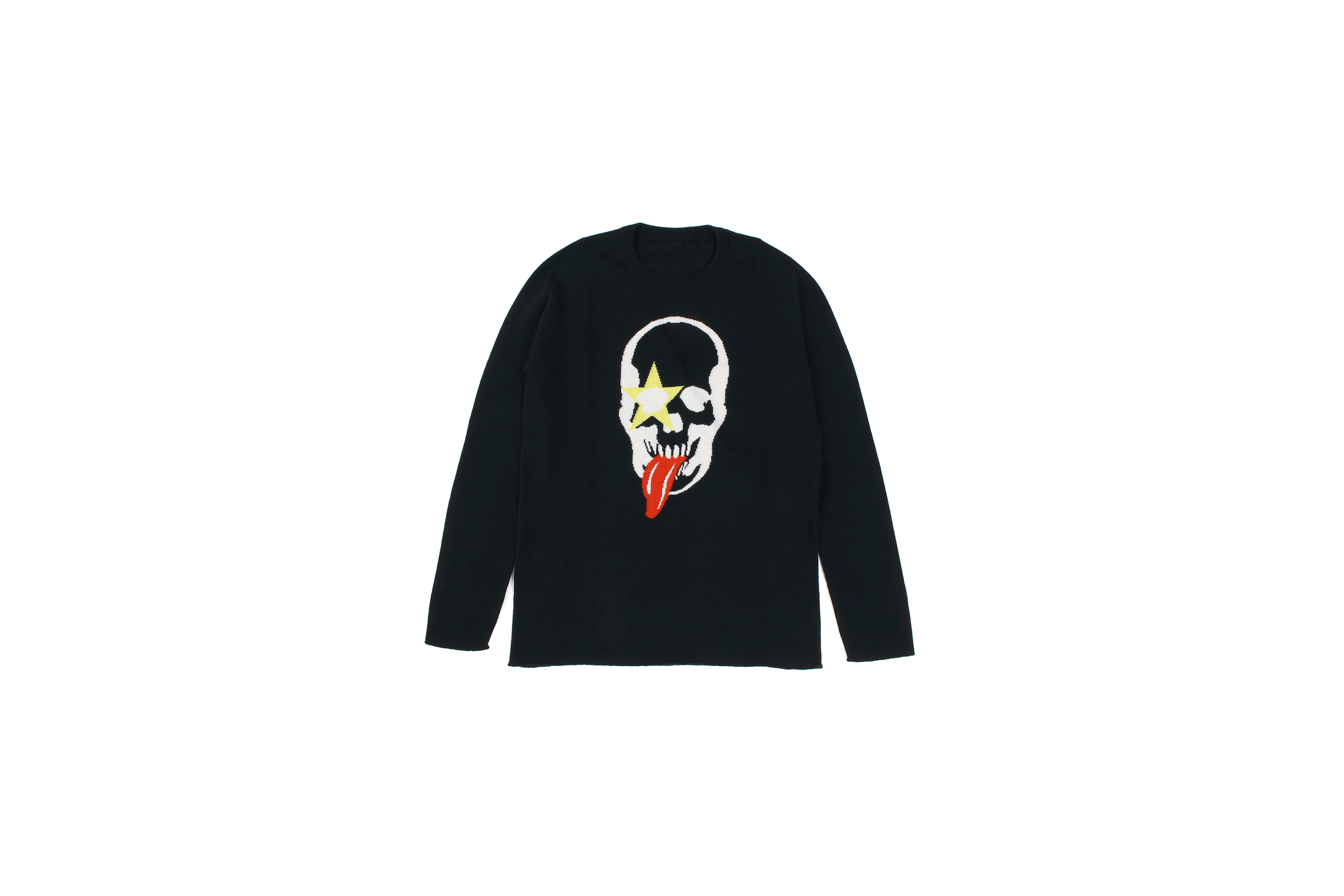 lucien pellat-finet(ルシアン ペラフィネ) KISS Skull Tongue Cashmere Sweater (キッス スカル タン カシミア セーター) インターシャ カシミア スカル セーター BLACK × NIVEOUS (ブラック × ホワイト) made in scotland (スコットランド製) 2020 春夏新作 愛知 名古屋 altoediritto アルトエデリット