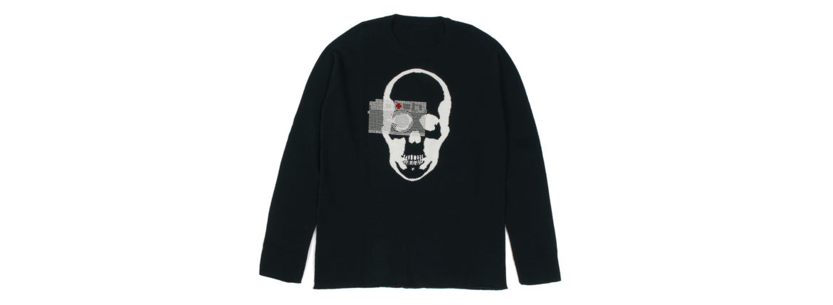 lucien pellat-finet(ルシアン ペラフィネ) Skull Camera Cashmere Sweater (スカル カメラ カシミア セーター) インターシャ カシミア スカル セーター BLACK × NIVEOUS (ブラック × ホワイト) made in scotland (スコットランド製) 2020 春夏新作 愛知 名古屋 altoediritto アルトエデリット