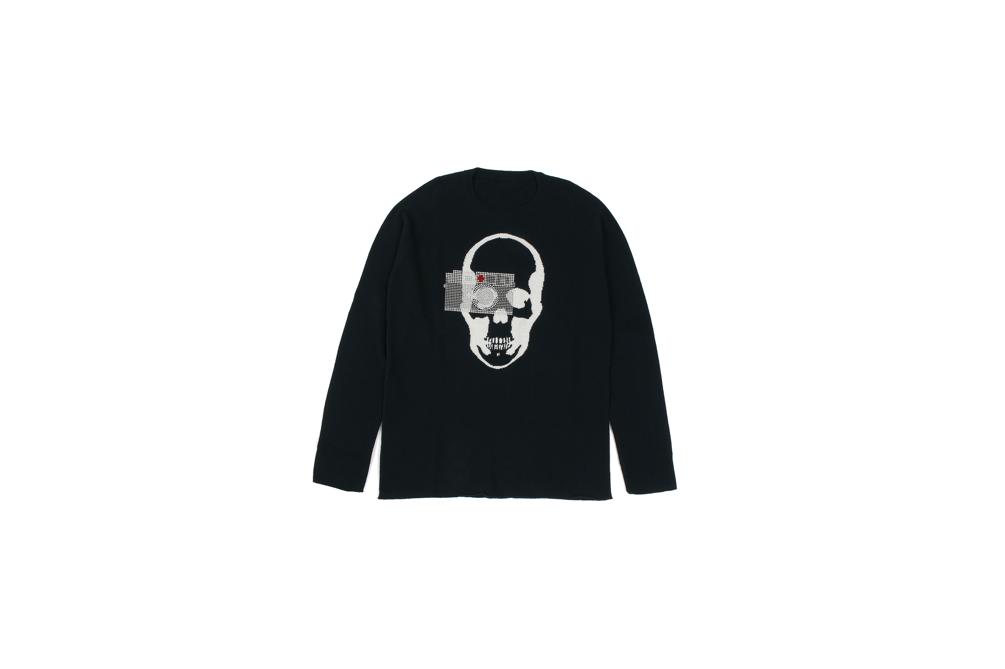 lucien pellat-finet(ルシアン ペラフィネ) Skull Camera Cashmere Sweater (スカル カメラ カシミア セーター) インターシャ カシミア スカル セーター BLACK × NIVEOUS (ブラック × ホワイト) made in scotland (スコットランド製) 2020 春夏新作 愛知 名古屋 altoediritto アルトエデリット