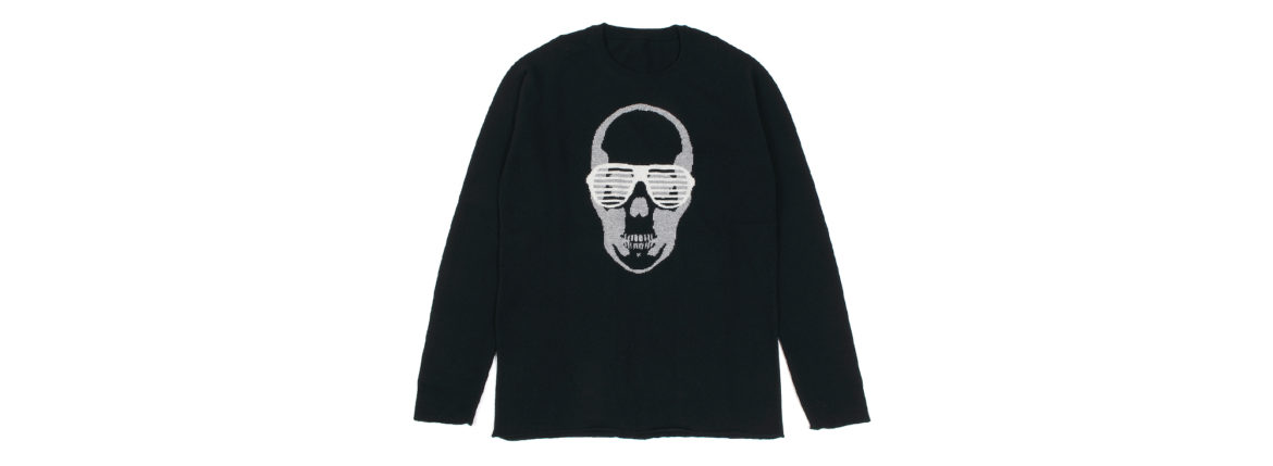 lucien pellat-finet(ルシアン ペラフィネ) Skull Sunglasses Cashmere Sweater (スカル サングラス カシミア セーター) インターシャ カシミア スカル セーター BLACK × NIVEOUS (ブラック × ホワイト) made in scotland (スコットランド製) 2020 春夏新作 愛知 名古屋 altoediritto アルトエデリット