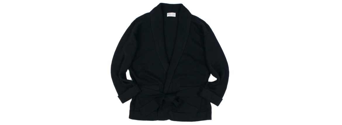 Settefili Cashmere (セッテフィーリ カシミア) Belted Shawl Collar Cardigan (ベルテッド ショールカラー カーディガン) リネンコットン ニット カーディガン BLACK (ブラック・MA12) made in italy (イタリア製) 2020 春夏新作 愛知 名古屋 altoediritto アルトエデリット