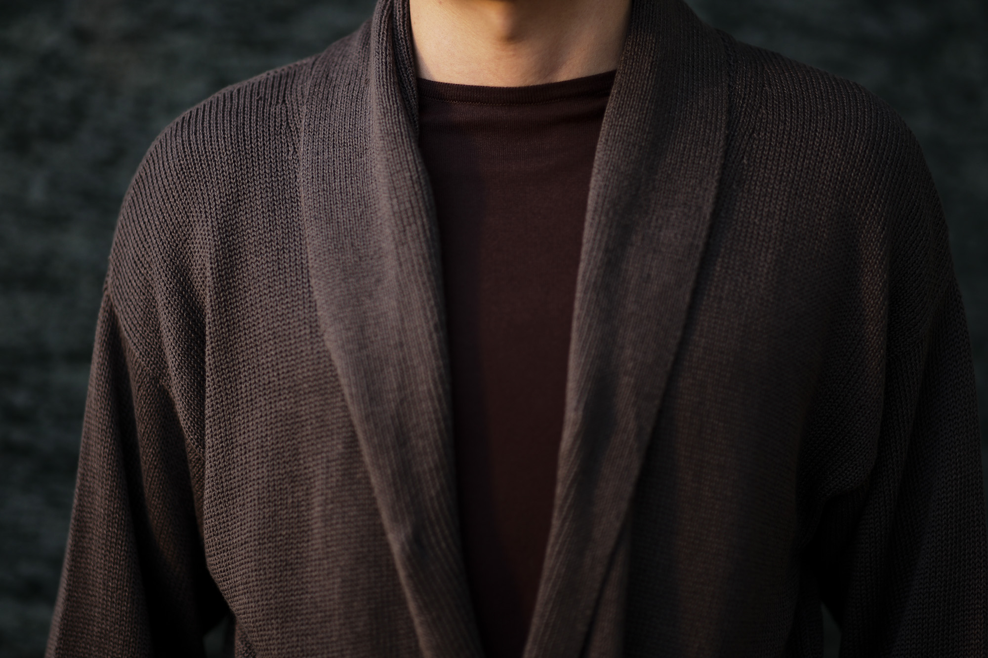 Settefili Cashmere(セッテフィーリ カシミア) Belted Shawl Collar Cardigan (ベルテッド ショールカラー カーディガン) リネンコットン ニット カーディガン BROWN (ブラウン・MA20) made in italy (イタリア製) 2020 春夏新作 愛知 名古屋 altoediritto アルトエデリット