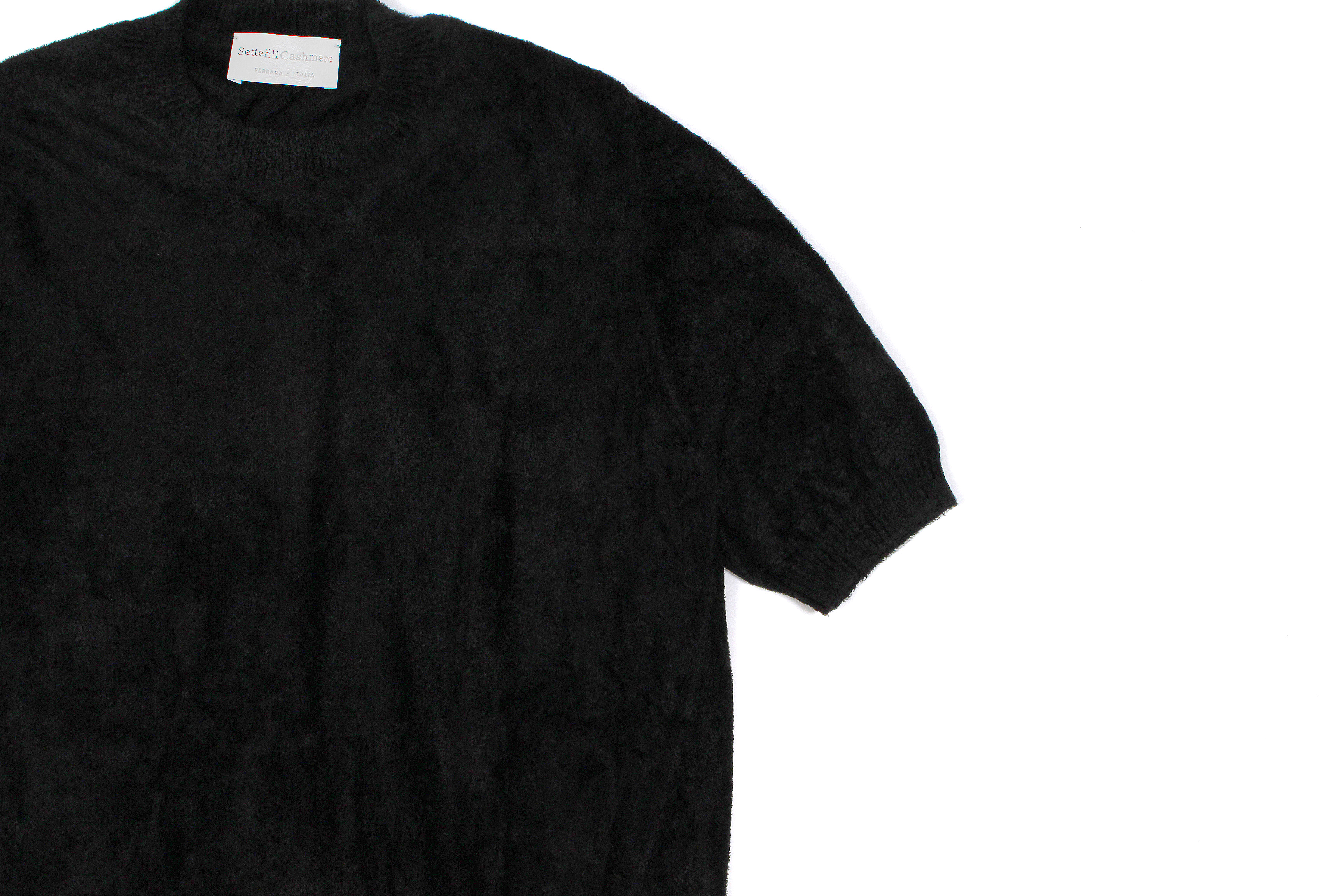 Settefili Cashmere (セッテフィーリ カシミア) Pile Knit T-shirt パイルニットTシャツ BLACK (ブラック・GD03) made in italy (イタリア製) 2020 春夏新作 愛知 名古屋 altoediritto アルトエデリット