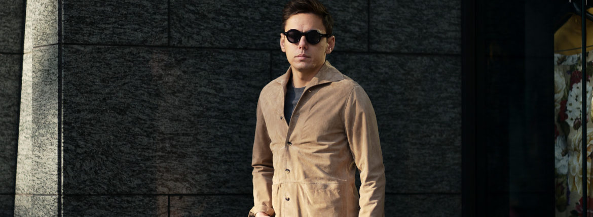 Alfredo Rifugio (アルフレード リフージオ) 20E326HM CAMOSCIO Summer Suede Leather Shirts サマースウェード レザーシャツ BEIGE(ベージュ) made in italy (イタリア製) 2020 春夏新作 alfredorifujio アルフレードリフージオ 愛知 名古屋 Alto e Diritto アルト エ デリット alto e diritto アルトエデリット レザージャケット 素肌にレザー 42,44,46,48,50,52