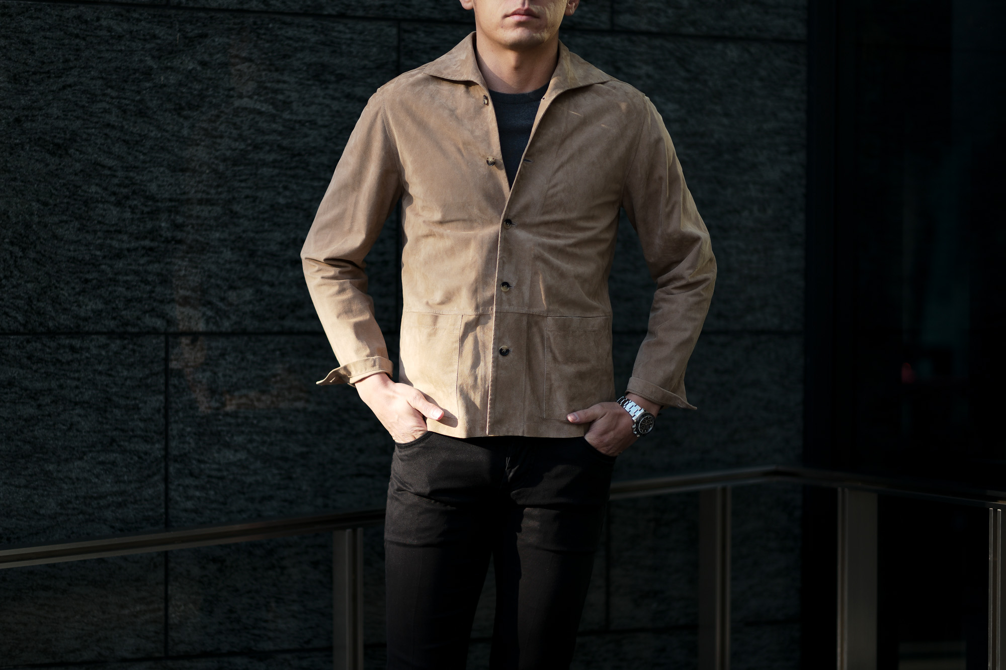 Alfredo Rifugio (アルフレード リフージオ) 20E326HM CAMOSCIO Summer Suede Leather Shirts サマースウェード レザーシャツ BEIGE(ベージュ) made in italy (イタリア製) 2020 春夏新作 alfredorifujio アルフレードリフージオ 愛知 名古屋 Alto e Diritto アルト エ デリット alto e diritto アルトエデリット レザージャケット 素肌にレザー 42,44,46,48,50,52