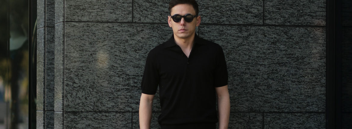 Cruciani(クルチアーニ) 33G Knit Polo Shirt 33ゲージ コットン ニット ポロシャツ BLACK (ブラック・Z0048) made in italy (イタリア製) 2020 春夏新作 愛知 名古屋 altoediritto アルトエデリット