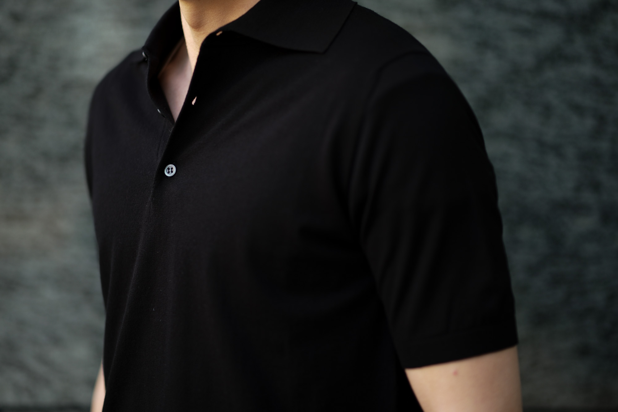 Cruciani(クルチアーニ) 33G Knit Polo Shirt 33ゲージ コットン ニット ポロシャツ BLACK (ブラック・Z0048) made in italy (イタリア製) 2020 春夏新作 愛知 名古屋 altoediritto アルトエデリット