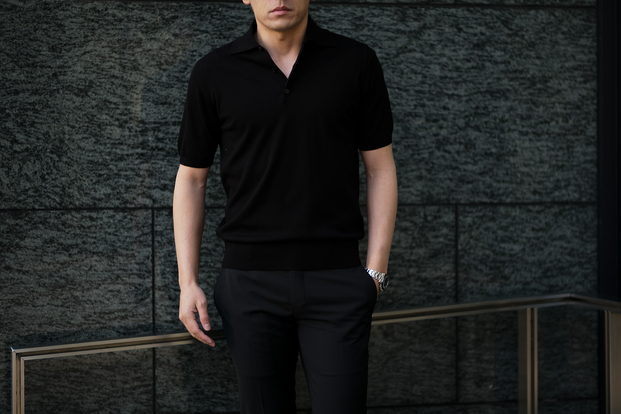 Cruciani(クルチアーニ) 33G Knit Polo Shirt 33ゲージ コットン ニット ポロシャツ BLACK (ブラック・Z0048) made in italy (イタリア製) 2020 春夏新作 愛知 名古屋 altoediritto アルトエデリット