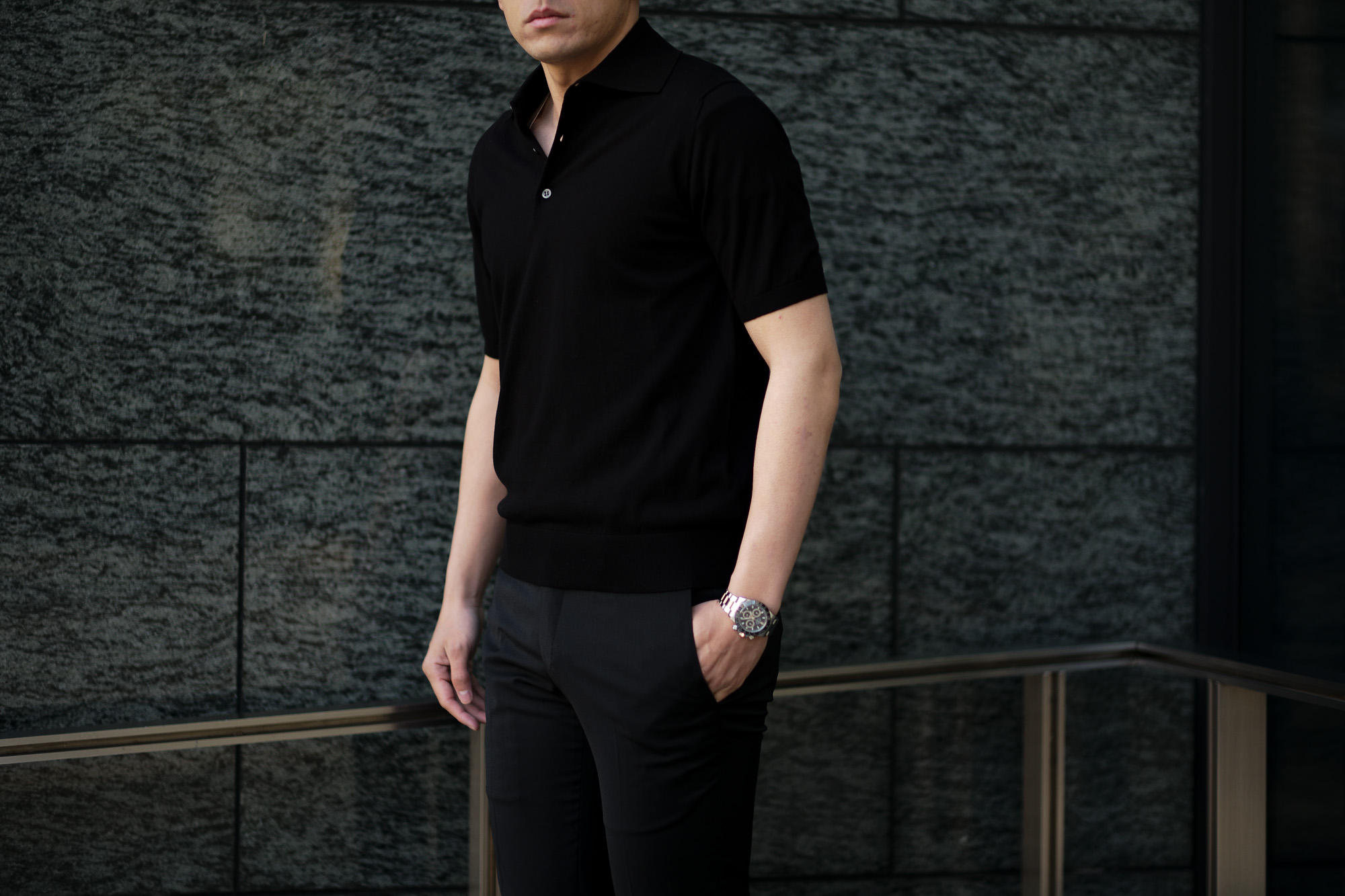 Cruciani(クルチアーニ) 33G Knit Polo Shirt 33ゲージ コットン ニット ポロシャツ BLACK (ブラック・Z0048) made in italy (イタリア製) 2020 春夏新作 愛知 名古屋 altoediritto アルトエデリット