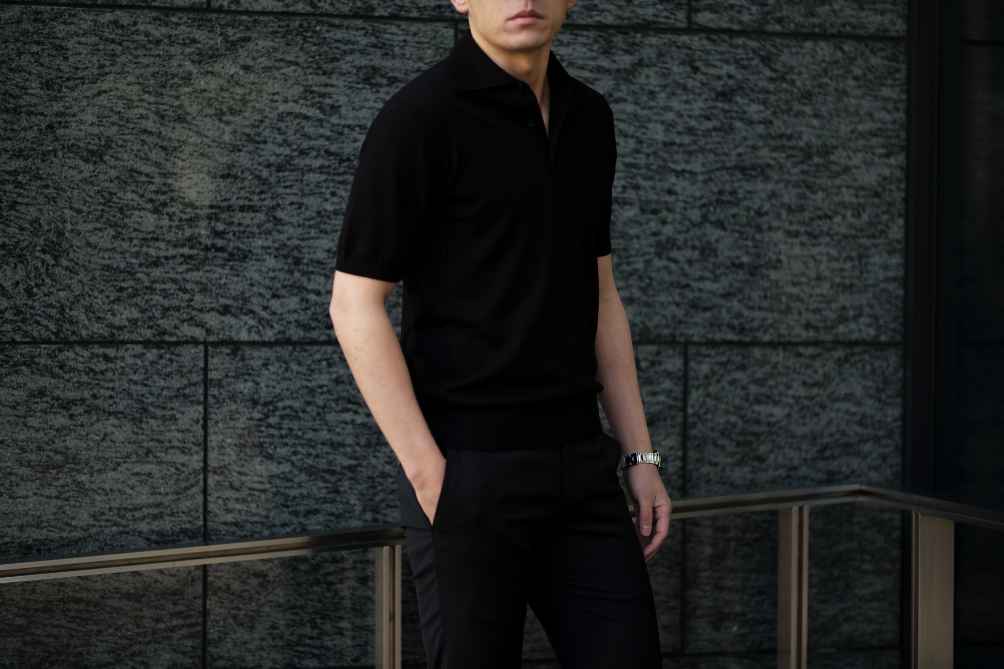 Cruciani(クルチアーニ) 33G Knit Polo Shirt 33ゲージ コットン ニット ポロシャツ BLACK (ブラック・Z0048) made in italy (イタリア製) 2020 春夏新作 愛知 名古屋 altoediritto アルトエデリット