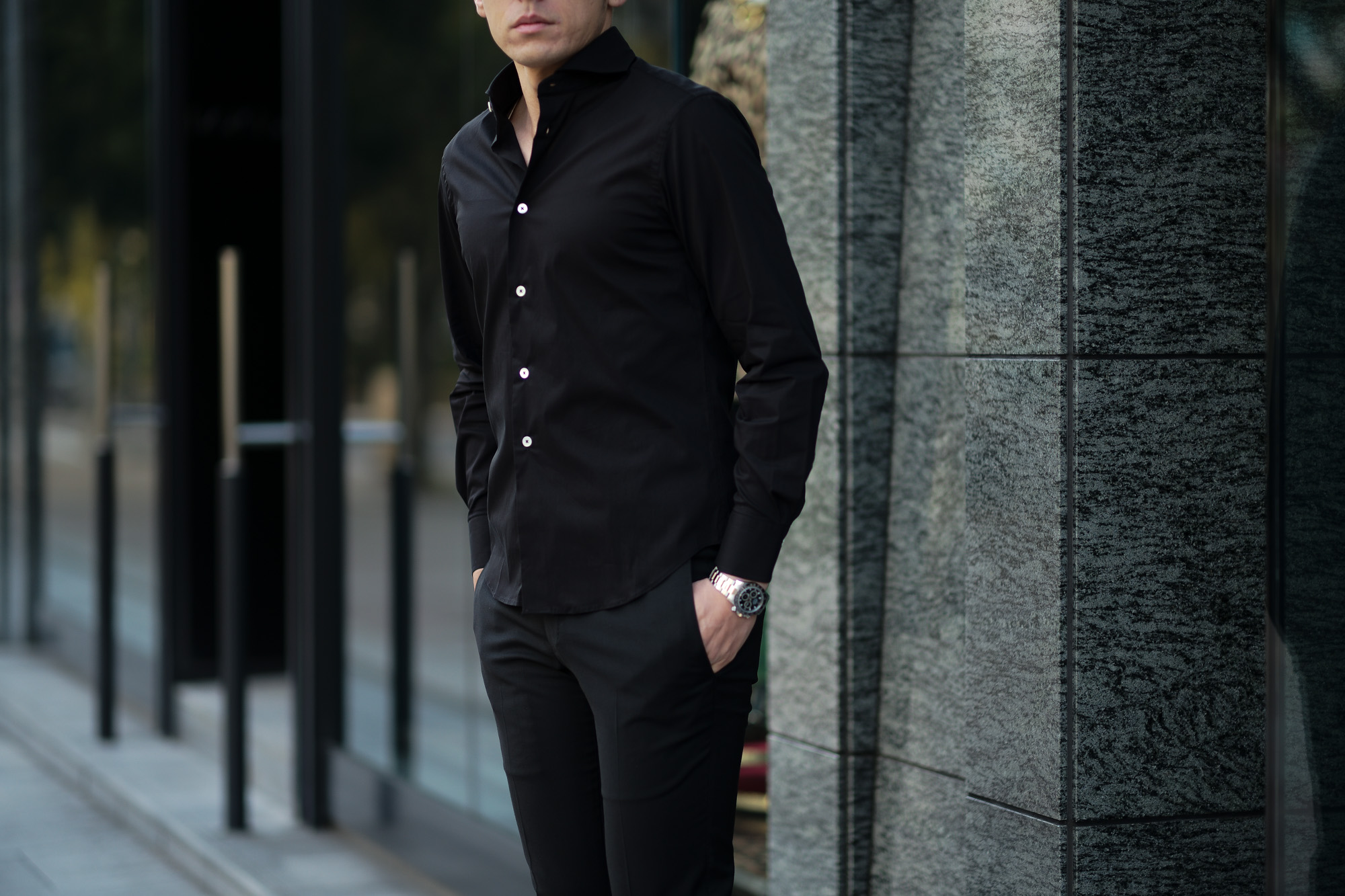 cuervo bopoha(クエルボ ヴァローナ) Sartoria Collection (サルトリア コレクション) Pier(ピエル) STRETCH COTTON ストレッチコットン シャツ BLACK (ブラック) MADE IN ITALY (イタリア製) 2020 春夏新作 イタリアシャツ 愛知 名古屋 altoediritto アルトエデリット