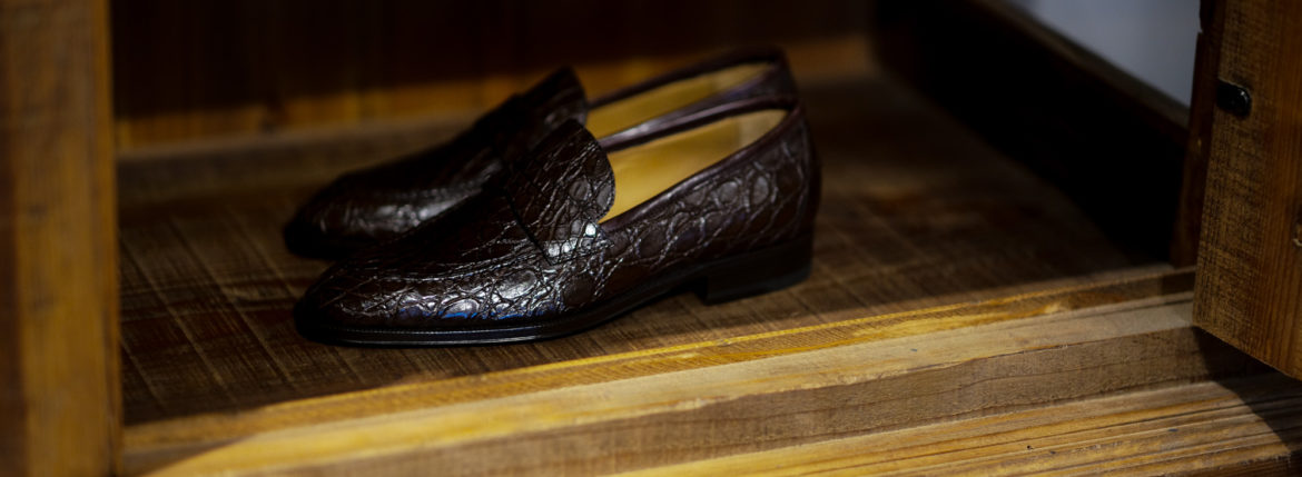 ENZO BONAFE (エンツォボナフェ) ART. EB-08 Crocodile Coin Loafer (クロコダイル コイン ローファー) Mat Crocodile Leather マット クロコダイル レザー ドレスシューズ ローファー COCCO DARK BROWN (ブラウン) made in italy (イタリア製) 2020 春夏新作 愛知 名古屋 enzobonafe エンツォボナフェ eb08