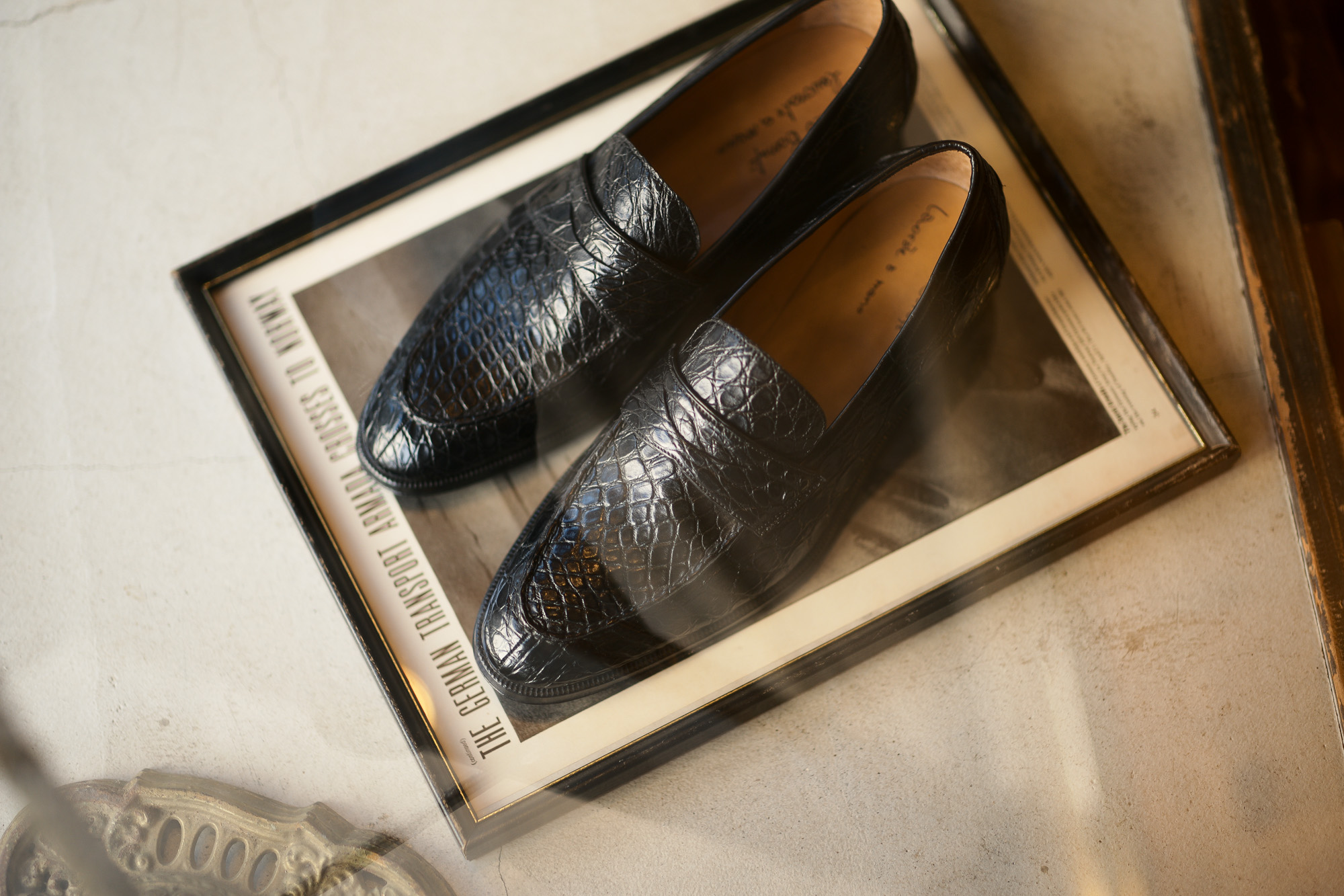 ENZO BONAFE (エンツォボナフェ) ART. EB-08 Crocodile Coin Loafer (クロコダイル コイン ローファー) Mat Crocodile Leather マット クロコダイル レザー ドレスシューズ ローファー NERO (ブラック) made in italy (イタリア製) 愛知 名古屋 enzobonafe エンツォボナフェ eb08 ローファー zodiac nagoya alto e diritto altoediritto アルトエデリット コードバン　5,5.5,6,6.5,7,7.5,8,8.5,9,9.5