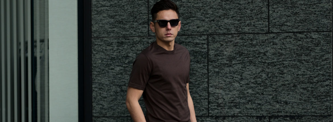 FEDELI(フェデーリ) Crew Neck T-shirt (クルーネック Tシャツ) ギザコットン Tシャツ BROWN (ブラウン・811) made in italy (イタリア製) 2020 春夏新作 愛知 名古屋 altoediritto アルトエデリット TEE