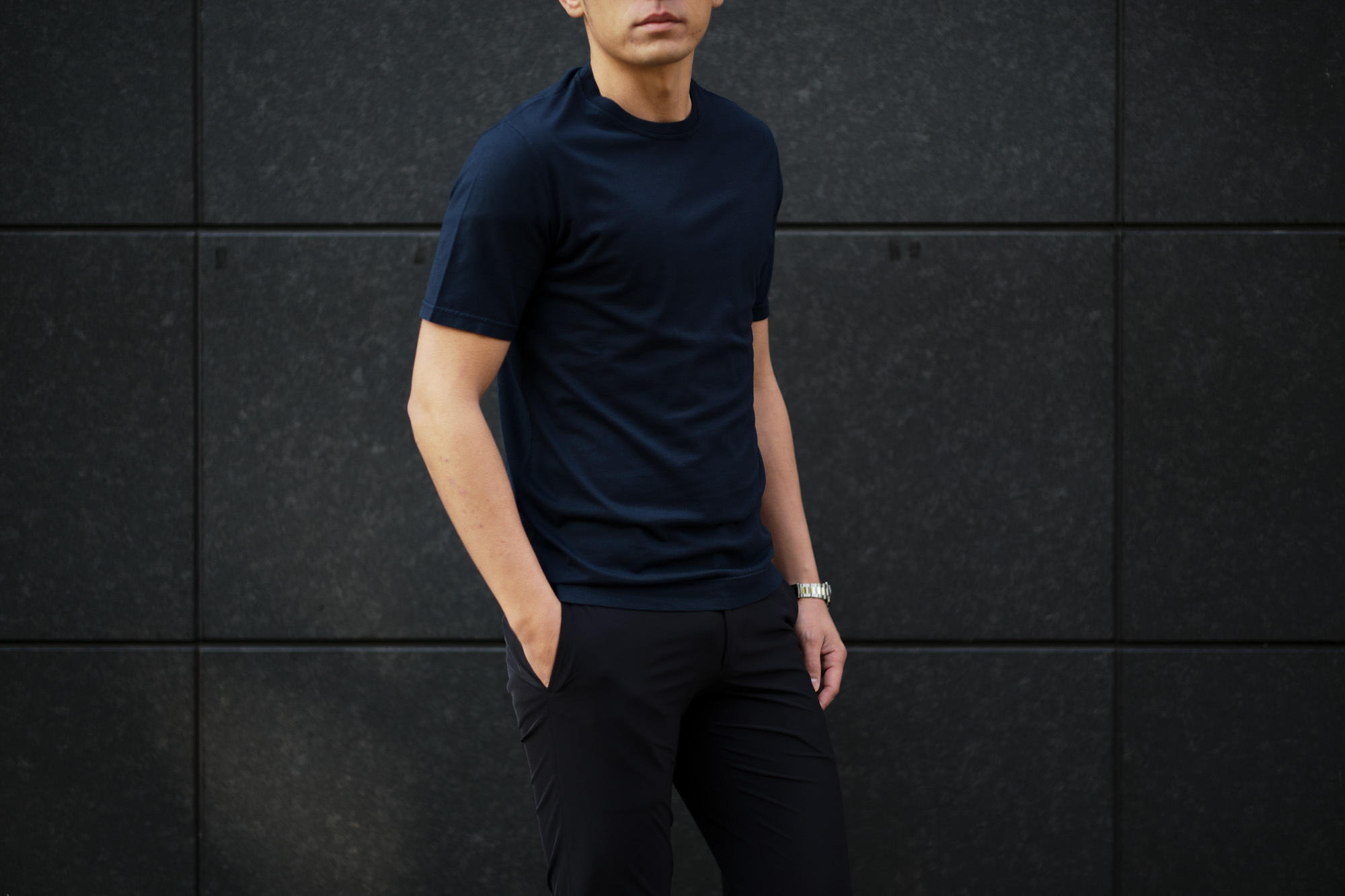 FEDELI(フェデーリ) Crew Neck T-shirt (クルーネック Tシャツ) ギザコットン Tシャツ NAVY (ネイビー・626) made in italy (イタリア製) 2020 春夏新作 愛知 名古屋 altoediritto アルトエデリット TEE