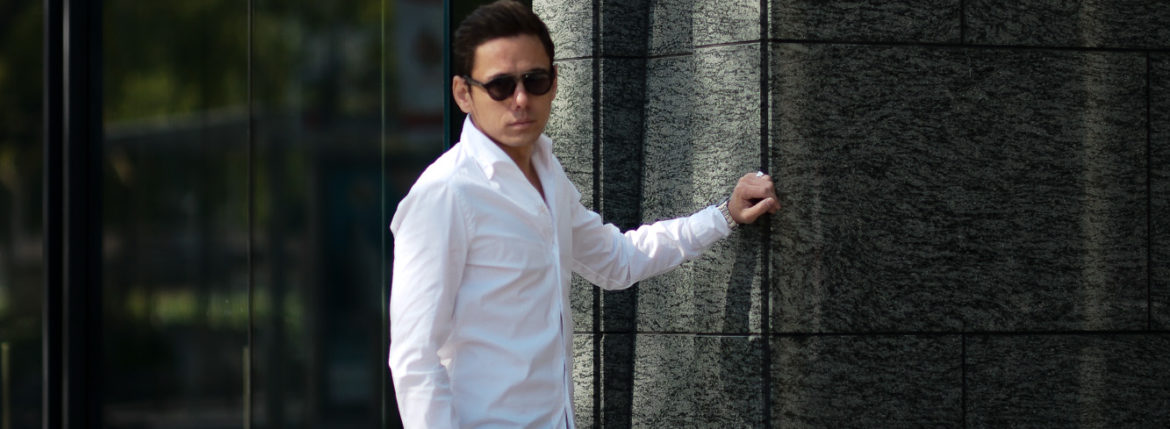 Finamore (フィナモレ) SEUL ITALIAN COLOR STRETCH COTTON SHIRTS ストレッチコットン ワンピースカラー シャツ WHITE (ホワイト・01) made in italy (イタリア製) 2020 春夏新作 愛知 名古屋 altoediritto アルトエデリット