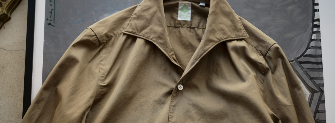 Finamore (フィナモレ) SEUL ITALIAN COLOR COTTON POPLIN SHIRTS コットンポプリン ワンピースカラー シャツ BEIGE (ベージュ・39) made in italy (イタリア製) 2020 春夏新作 愛知 名古屋 altoediritto アルトエデリット