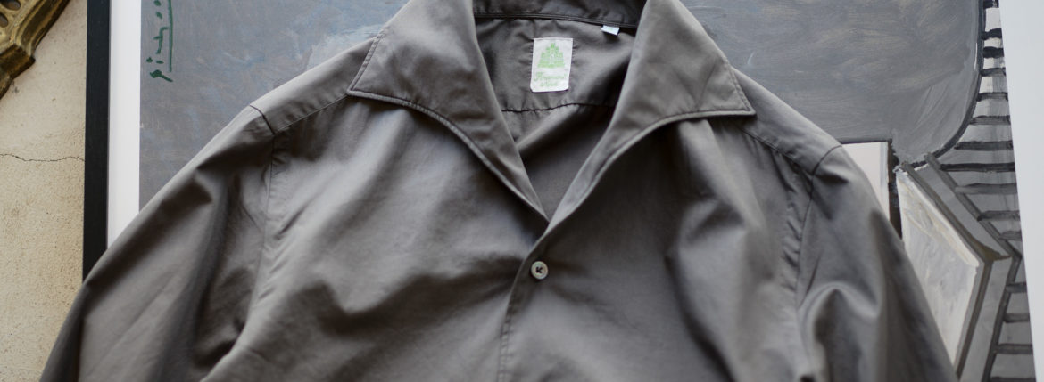 Finamore (フィナモレ) SEUL ITALIAN COLOR COTTON POPLIN SHIRTS コットンポプリン ワンピースカラー シャツ GRAY (グレー・42) made in italy (イタリア製) 2020 春夏新作 愛知 名古屋 altoediritto アルトエデリット