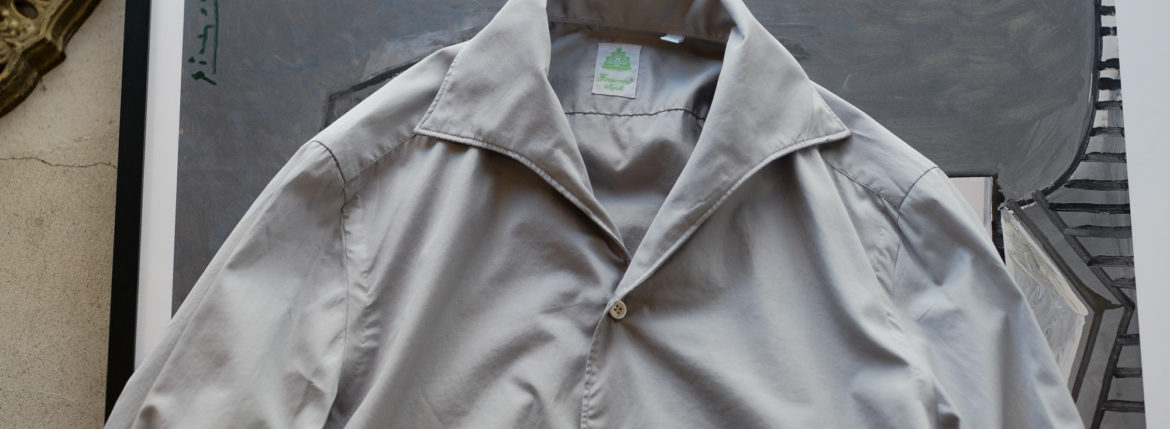 Finamore (フィナモレ) SEUL ITALIAN COLOR COTTON POPLIN SHIRTS コットンポプリン ワンピースカラー シャツ LIGHT GRAY (ライトグレー・41) made in italy (イタリア製) 2020 春夏新作 愛知 名古屋 altoediritto アルトエデリット