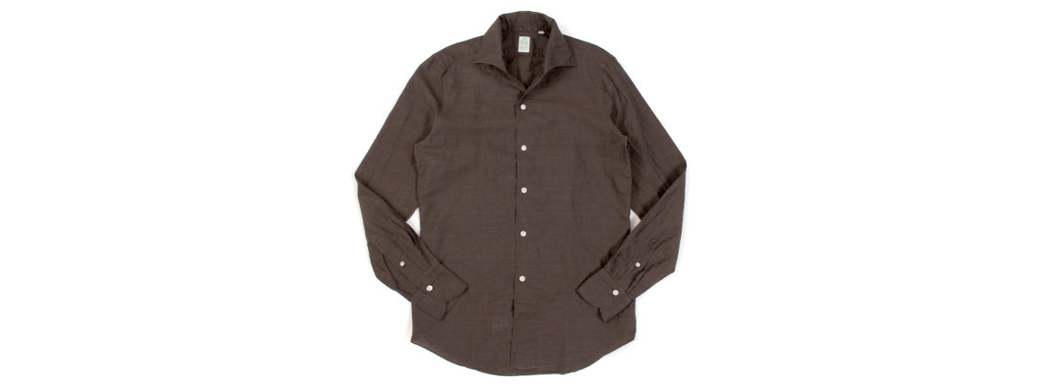 Finamore (フィナモレ) SEUL ITALIAN COLOR COTTON LINEN SHIRTS コットンリネン ワンピースカラー シャツ BROWN (ブラウン・10) made in italy (イタリア製) 2020 春夏新作 愛知 名古屋 altoediritto アルトエデリット