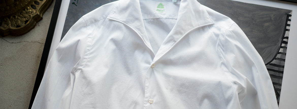 Finamore (フィナモレ) SEUL ITALIAN COLOR STRETCH COTTON SHIRTS ストレッチコットン ワンピースカラー シャツ WHITE (ホワイト・01) made in italy (イタリア製) 2020 春夏新作 【新色入荷】愛知 名古屋 altoediritto アルトエデリット シャツ