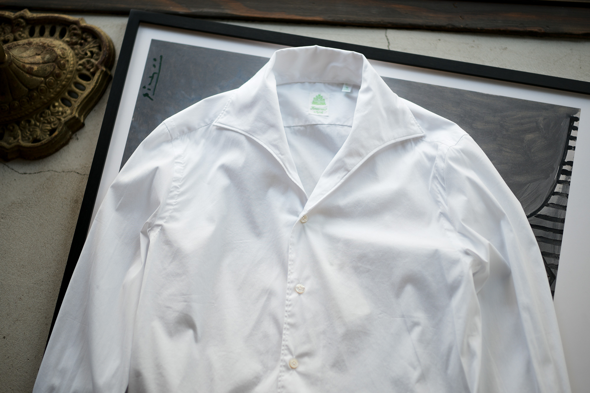 Finamore (フィナモレ) SEUL ITALIAN COLOR STRETCH COTTON SHIRTS ストレッチコットン ワンピースカラー シャツ WHITE (ホワイト・01) made in italy (イタリア製) 2020 春夏新作 【新色入荷】愛知 名古屋 altoediritto アルトエデリット シャツ