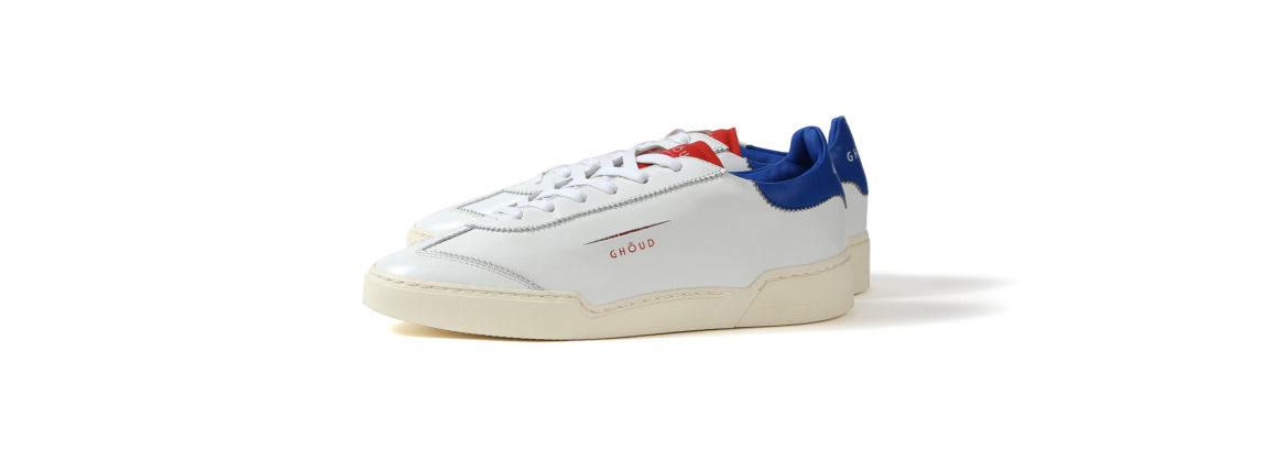 GHOUD(ゴード) LOB01 LOW MAN レザースニーカー WHITE/BLUE/RED(ホワイト/ブルー/レッド) 2020 春夏新作 愛知 名古屋 altoediritto アルトエデリット 白スニーカー