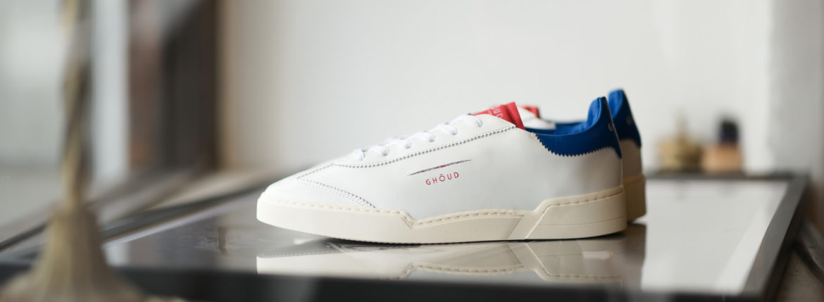 GHOUD(ゴード) LOB01 LOW MAN レザースニーカー WHITE/BLUE/RED(ホワイト/ブルー/レッド) 2020 春夏新作のイメージ